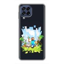 Чехол Майнкрафт на Samsung Galaxy M53 (5G) (M536B) (AlphaPrint) Minecraft (персонажи Minecraft)