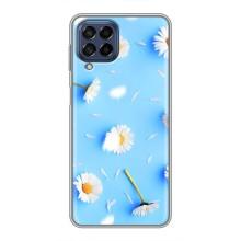 Чохол з Квітами для Samsung Galaxy M53 (5G) (M536B) (ромашки на блакитному)