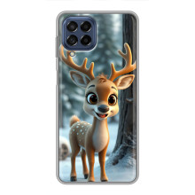 Яркий чехол для Samsung Galaxy M53 (5G) (M536B) с Зимними Оленятами (Оленёнок в лесу)