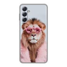 Чехол с принтом стильные животные для Самсунг М54 – Лев в очках