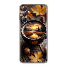 Чехол с уникальным дизайном «Осень с кофе» для Sansung Galaxy M54 (5G) – Тёмный кофе