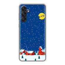 Силиконовый бампер на рождество для Samsung Galaxy M55 5G (Город в снегу)