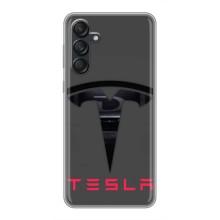 Силиконовый бампер с картинкой машины на Samsung Galaxy M55 5G – Logo TESLA