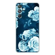 Чехлы (ART) Цветы на Samsung Galaxy M56 (VPrint) (Голубые Бутоны)