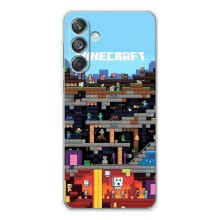 Чехол Майнкрафт на Samsung Galaxy M56 (AlphaPrint) Minecraft (фон Minecraft)
