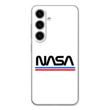 Силіконовый бампер з принтом "Наса" на Samsung Galaxy M56 – NASA на білому тлі