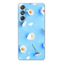 Чохол з Квітами для Samsung Galaxy M56 (ромашки на блакитному)