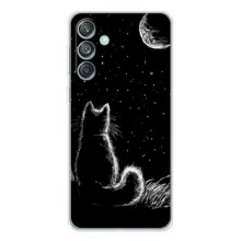 Чехол с принтом для Samsung Galaxy M56 (AlphaPrint) Модные коты (Котик и луна)