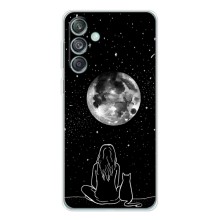 Чехол с рисунком кот на Samsung Galaxy M56 (Девушка с котом)
