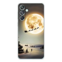 Новогодние, Праздничные Чехлы для Samsung Galaxy M56 - 2024 год (Санта на луне)