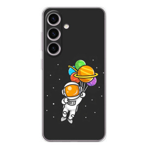 Силиконовый Чехол с принтом "Космонавты" на Samsung Galaxy M56 – Космонавт с шариками