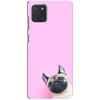 Бампер для Samsung Galaxy Note 10 Lite с картинкой "Песики" (Собака на розовом)