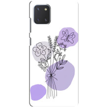 Силконовий чохол з принтом в квітах на Samsung Galaxy Note 10 Lite (Фіолетовий букет)