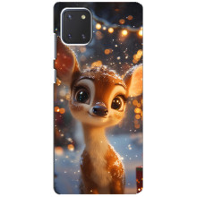 Яркий чехол для Samsung Galaxy Note 10 Lite с Зимними Оленятами – Оленёнок среди гирлянд