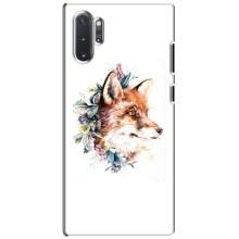 Чехлы с картинкой Лисички для Samsung Galaxy Note 10 Plus (VPrint) (Лисичка в цветочках)