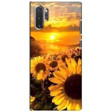 Чехол с Цветами для Samsung Galaxy Note 10 Plus (поле подсолнухов)