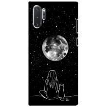 Чехол с рисунком кот на Samsung Galaxy Note 10 Plus (Девушка с котом)