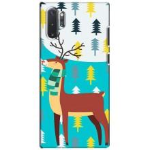 Силиконовый бампер с картинкой животных для Samsung Galaxy Note 10 Plus (Олень с шарфом)