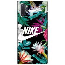 Силиконовый Чехол на Samsung Galaxy Note 10 Plus с картинкой Nike (Цветочный Nike)
