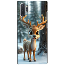 Яркий чехол для Samsung Galaxy Note 10 Plus с Зимними Оленятами – Оленёнок в лесу