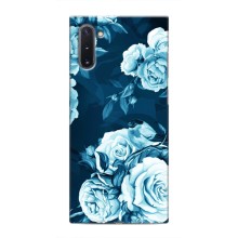 Чехлы (ART) Цветы на Samsung Galaxy Note 10 (VPrint) (Голубые Бутоны)