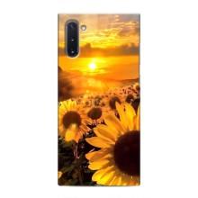 Чехол с Цветами для Samsung Galaxy Note 10 (поле подсолнухов)