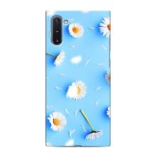 Чехол с Цветами для Samsung Galaxy Note 10 (ромашки на голубом)