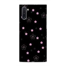 Чехол с розовым рисунком для Samsung Galaxy Note 10 – Розовые цветы на черном