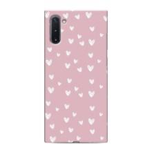 Чехол с розовым рисунком для Samsung Galaxy Note 10 – Сердечки на розовом