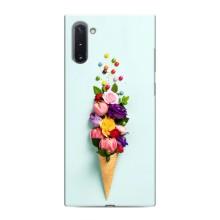 Чехлы с тематикой "ЦВЕТЫ" на Samsung Galaxy Note 10 (Цветок-мороженное)