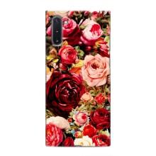 Силиконовый бампер с принтом (цветочки) на Самсунг Нот 10 (Букет цветов)