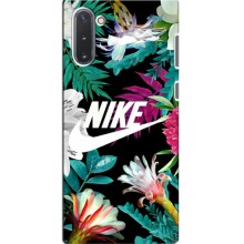 Силиконовый Чехол на Samsung Galaxy Note 10 с картинкой Nike – Цветочный Nike