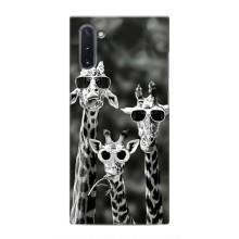 Силиконовый чехол с КАРТИНКАМИ лето для Samsung Galaxy Note 10 (AlphaPrint) (Жирафы в очках)