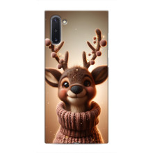 Яркий чехол для Samsung Galaxy Note 10 с Зимними Оленятами – Олень в свитере