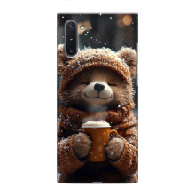 Печатный чехол «Зверята с кофе» для Samsung Galaxy Note 10 – Мишка с кофе