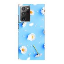 Чехол с Цветами для Samsung Galaxy Note 20 Ultra (ромашки на голубом)