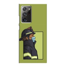 Силиконовый бампер (Работники) на Samsung Galaxy Note 20 Ultra – Пожарник
