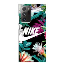 Силиконовый Чехол на Samsung Galaxy Note 20 Ultra с картинкой Nike (Цветочный Nike)