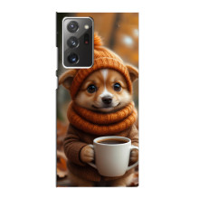 Печатный чехол «Зверята с кофе» для Samsung Galaxy Note 20 Ultra – Песик с кофе