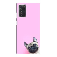 Бампер для Samsung Galaxy Note 20 с картинкой "Песики" (Собака на розовом)