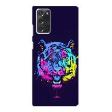 Силиконовый бампер с картинкой животных для Samsung Galaxy Note 20 (Тигр-Арт)