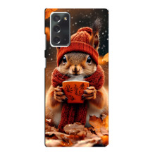 Печатный чехол «Зверята с кофе» для Samsung Galaxy Note 20 – Белка с кофе