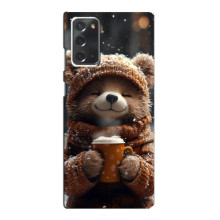 Печатный чехол «Зверята с кофе» для Samsung Galaxy Note 20 – Мишка с кофе