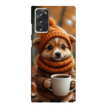 Печатный чехол «Зверята с кофе» для Samsung Galaxy Note 20 – Песик с кофе