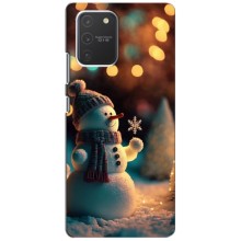 Чехлы на Новый Год Samsung Galaxy S10 Lite (Снеговик праздничный)
