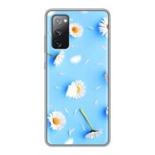 Чехол с Цветами для Samsung Galaxy S20 FE (ромашки на голубом)