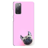 Бампер для Samsung Galaxy S20 FE с картинкой "Песики" (Собака на розовом)