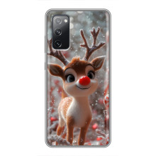 Яркий чехол для Samsung Galaxy S20 FE с Зимними Оленятами (Олень с носом)