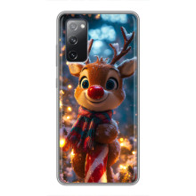 Яркий чехол для Samsung Galaxy S20 FE с Зимними Оленятами (Олень в шарфе)