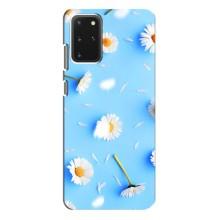 Чехол с Цветами для Samsung Galaxy S20 Plus (ромашки на голубом)